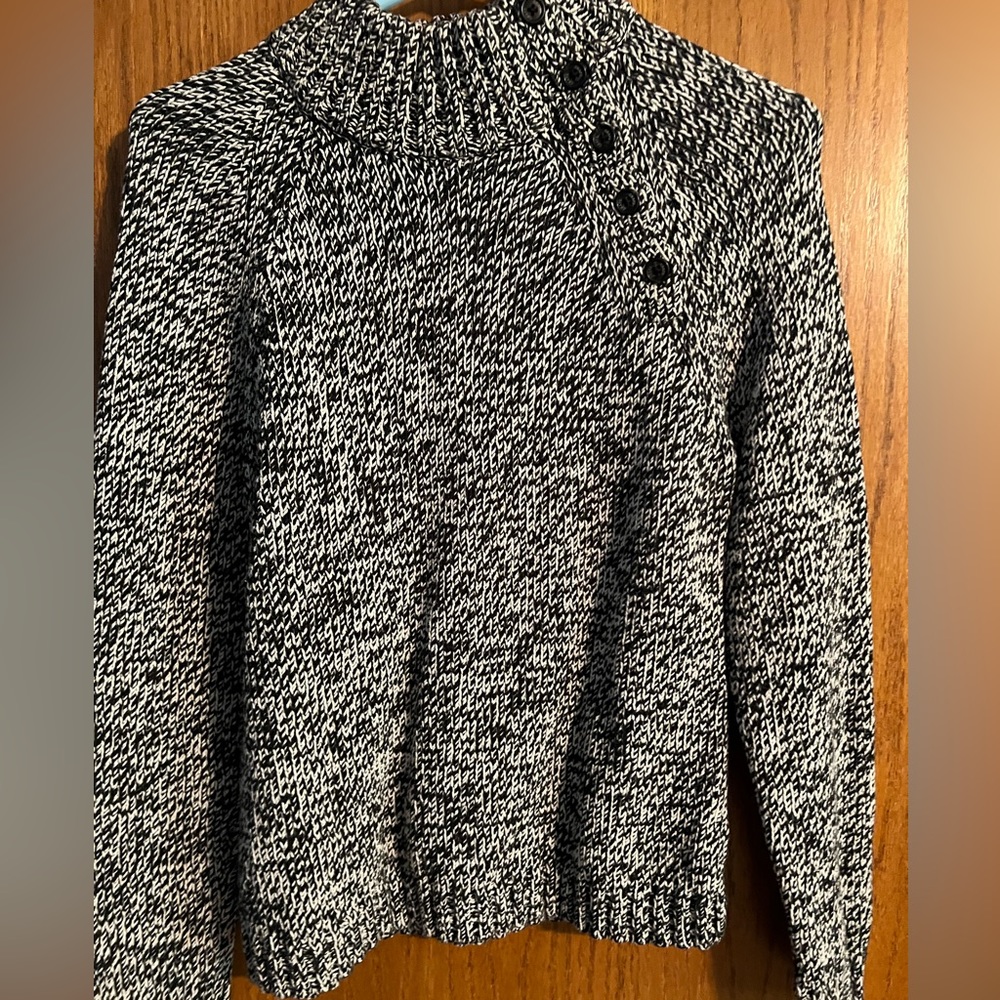 CHAPS‎ WOMENS LARGE PETITE SWEATER BLACK AND WHITE